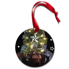 Load image into Gallery viewer, Dinosaur Holiday Ornament - Snowflakes & Starlight - white