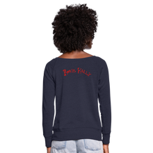 Load image into Gallery viewer, Magick Comin Women's Wideneck Sweatshirt (click to see all colors!) - melange navy