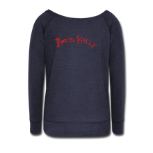 Load image into Gallery viewer, Magick Comin Women's Wideneck Sweatshirt (click to see all colors!) - melange navy