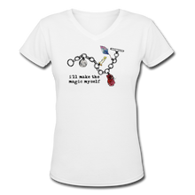 Load image into Gallery viewer, Full Moon Charm Bracelet Women's V-Neck T-Shirt (click to see all colors!) - white