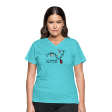 Load image into Gallery viewer, Full Moon Charm Bracelet Women's V-Neck T-Shirt (click to see all colors!) - aqua