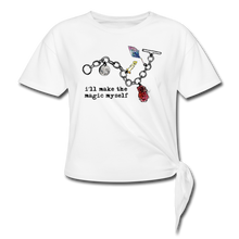 Load image into Gallery viewer, Full Moon Charm Bracelet Women's Knotted T-Shirt (click to see all colors!) - white