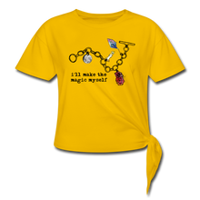 Load image into Gallery viewer, Full Moon Charm Bracelet Women's Knotted T-Shirt (click to see all colors!) - sun yellow