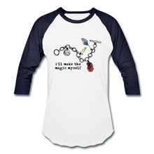 Load image into Gallery viewer, Full Moon Charm Bracelet Unisex Baseball Tee - white/navy