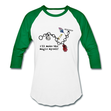 Load image into Gallery viewer, Full Moon Charm Bracelet Unisex Baseball Tee - white/kelly green