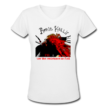 Load image into Gallery viewer, Resistance As Fuel Women's V-Neck T-Shirt - white
