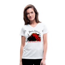 Load image into Gallery viewer, Resistance As Fuel Women's V-Neck T-Shirt - white
