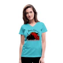 Load image into Gallery viewer, Resistance As Fuel Women's V-Neck T-Shirt - aqua