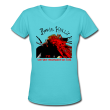 Load image into Gallery viewer, Resistance As Fuel Women's V-Neck T-Shirt - aqua