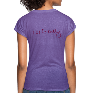 Miss Me With Your Misogyny V-Neck Women's Tee - Burgundy Lettering - purple heather