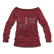 Load image into Gallery viewer, Bring on the Snow Women&#39;s Wideneck Sweatshirt - cardinal triblend