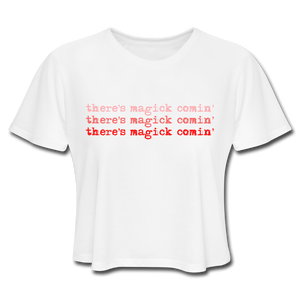 Magick Comin Crop T-Shirt - white