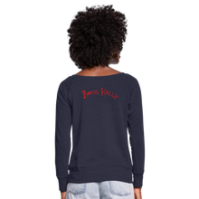 Load image into Gallery viewer, Magick Comin Women&#39;s Wideneck Sweatshirt (click to see all colors!) - melange navy