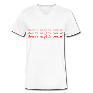 Magick Comin' Men's V-Neck T-Shirt - white