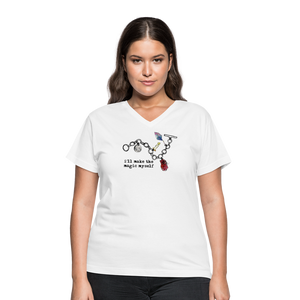 Full Moon Charm Bracelet Women's V-Neck T-Shirt (click to see all colors!) - white