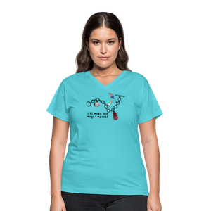 Full Moon Charm Bracelet Women's V-Neck T-Shirt (click to see all colors!) - aqua