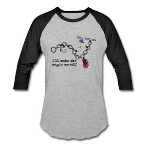 Full Moon Charm Bracelet Unisex Baseball Tee - heather gray/black