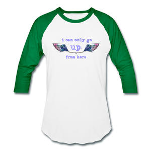 Up From Here Baseball Tee - white/kelly green